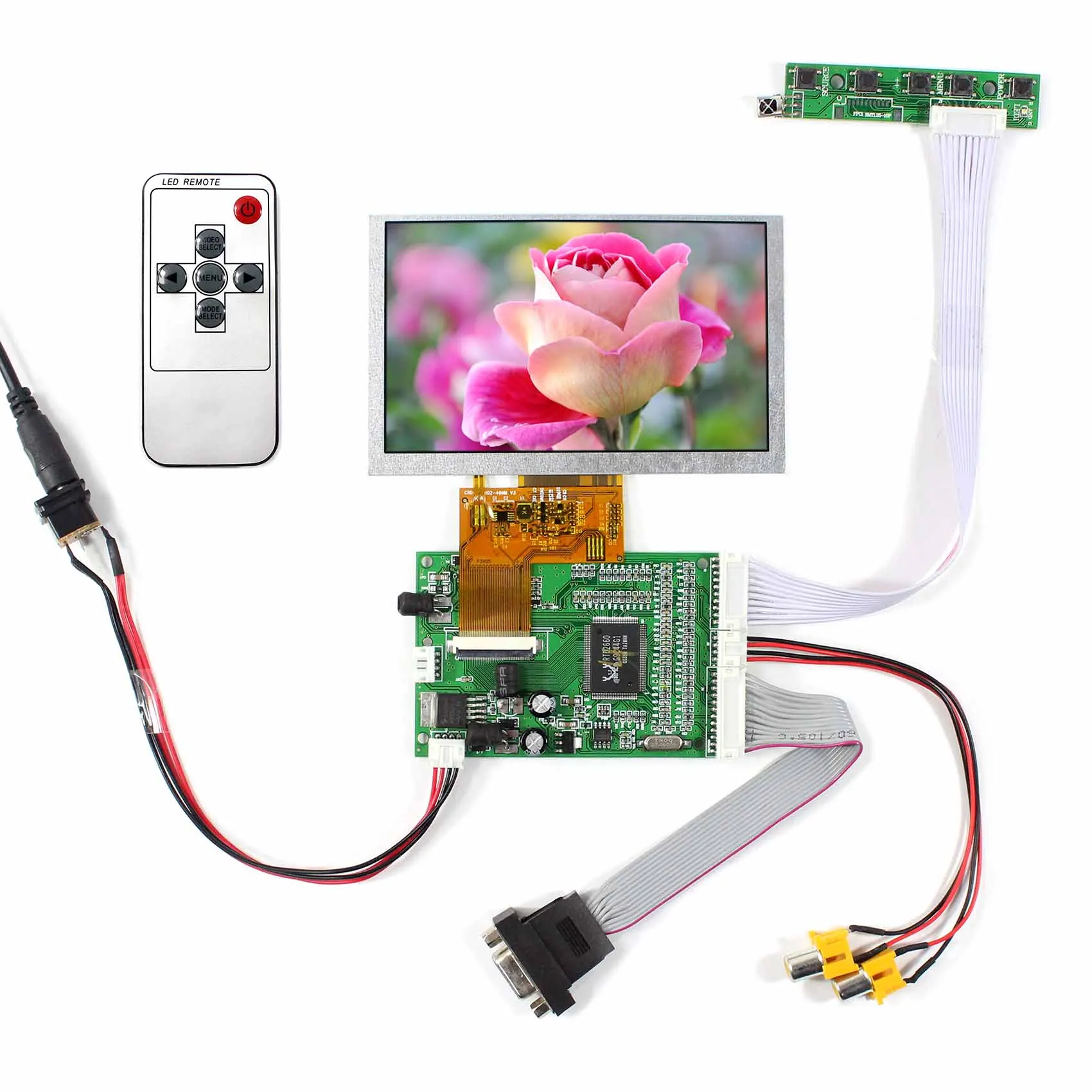 Carte Contrôleur LCD HD VS-TY50-V2+ 5 VS050T 002A - Pour écran LCD, Résolution 800x480, Télécommande Incluse