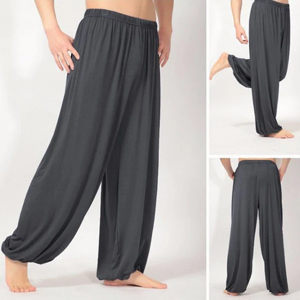 

Men Super Soft Yoga Pilates Pants Loose Casual Harem Solid Color Lounge Pants AIC88