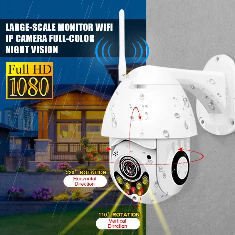 

1080P 2MP Wireless IP Camera Wifi Speed Dome PTZ Outdoor IP66 Onvif Two Way Audio IR Night Vision CCTV Security Camera
