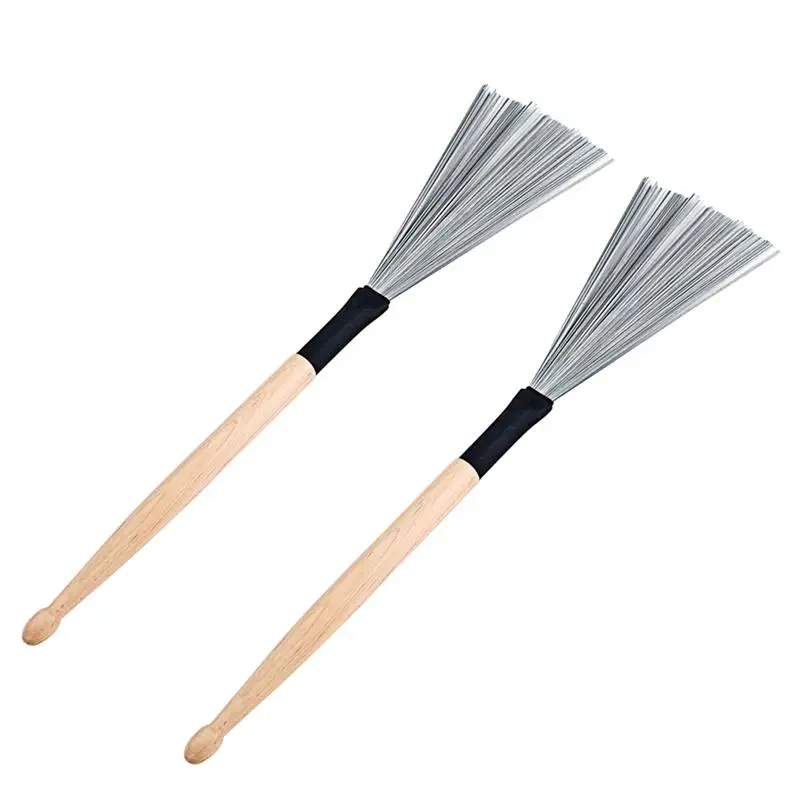 

2PCS Jazz Steel Wire Rock Wooden Drumsticks Drum Brush Stick Drum Brushes for Beginners Musician Drum Accessories