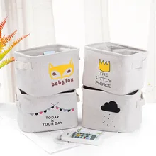 Хлопковый льняной органайзер для мелочей 1 шт. мультяшный косметический чехол для хранения игрушек коробка для хранения тканевая корзина для хранения