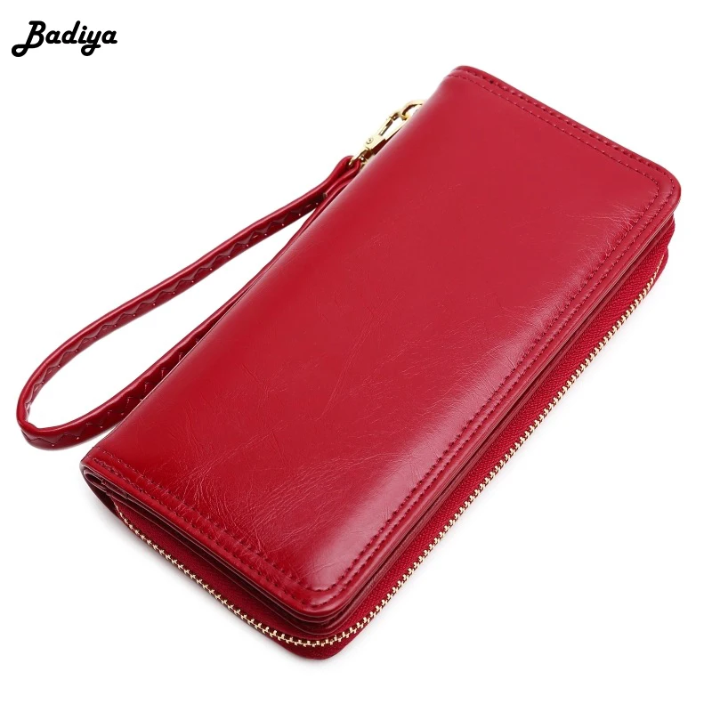 

Solid Women Wallet with Wristlets Patent Leather Long Clutch Wallet Zipper Design Credit Card Holder Purse Ladies Wallets Female