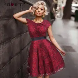 Новые модные короткие выпускные платья Ever Pretty Элегантные красные трапециевидной формы с круглым вырезом короткий рукав кружево
