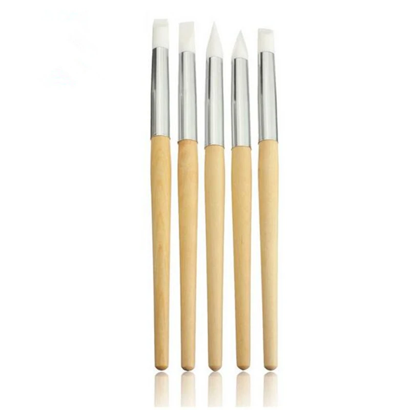 5 шт./компл. Nail Art Pen Brush деревянные расставить резьба выбивать формирование полые