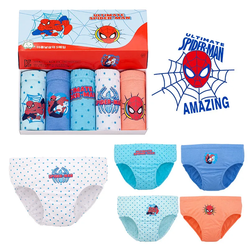 5 piezas de dibujos animados Spider-Man algodón Niño bragas lindos calzoncillos ropa interior niños cómodo transpirable combinación bragas - AliExpress