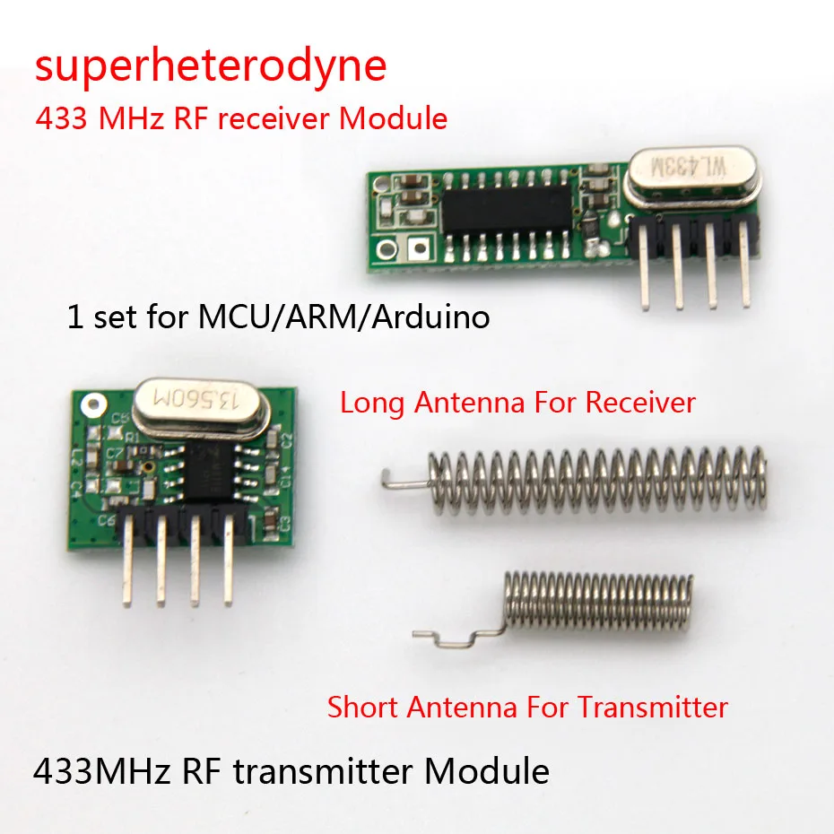 

1Set superheterodyne 433Mhz RF transmitter and receiver Module kit small size For Arduino uno Diy kits 433mhz remote controls