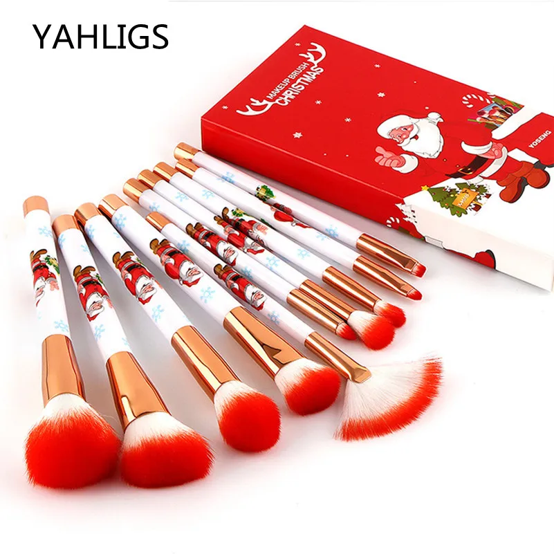 YAHLIGS New Arrival 10pcs Makeup Brushes Sets Foundation Powder Eyeshadow Portable Cosmetics For Christmas Present YA202 | Красота и
