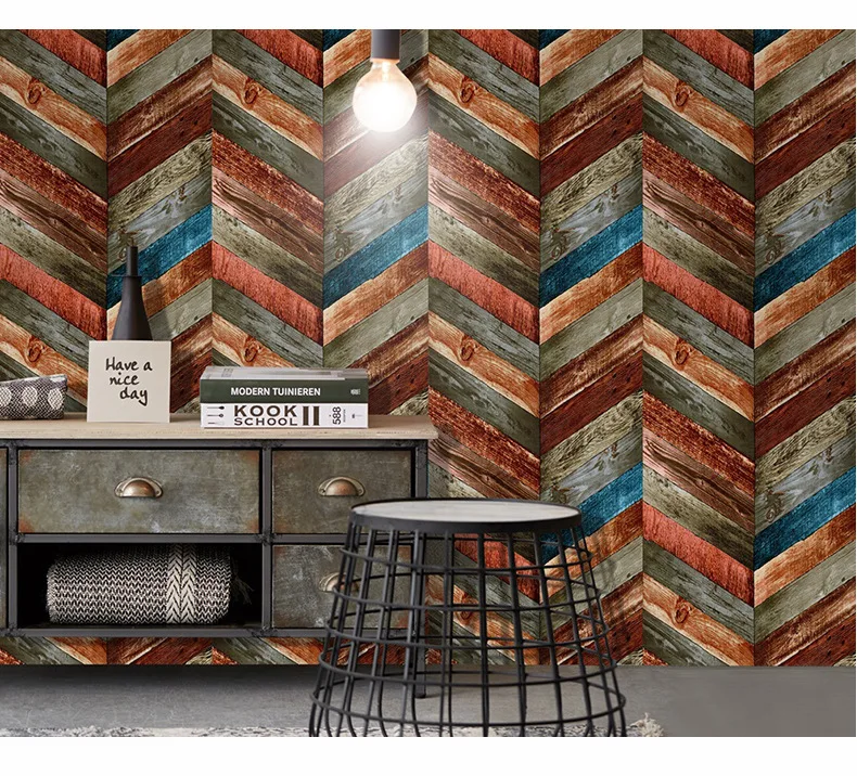 رشاقته خمر الملونة الخشب الحبوب ملصقات جدار خزانة الذاتي ورق لاصق للماء ملصقات جدار ل حائط الخلفية