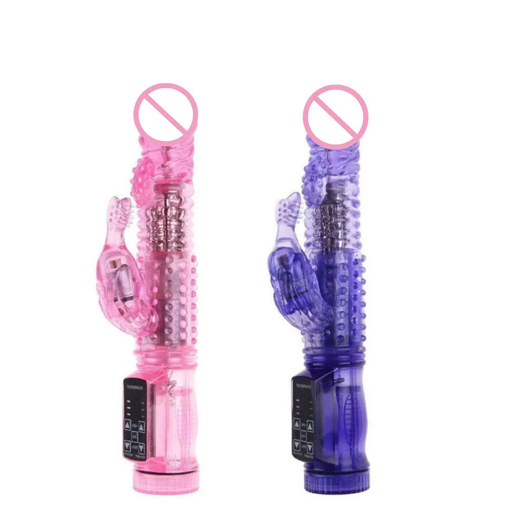 Rotating Head Vibrator font b Dildo b font Silicone Rabbit Clitoris Stimulator Sex Toy NEW