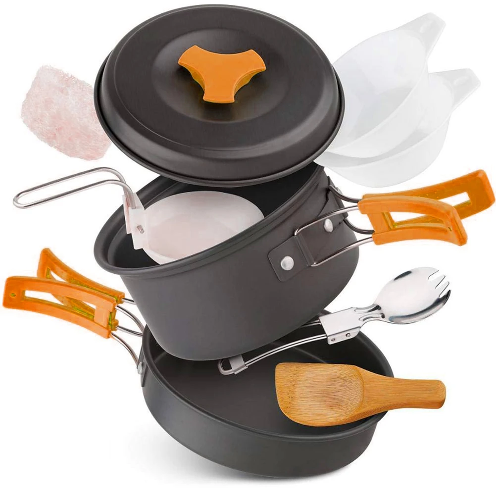 

Camping Cookware Kit Non-Stick Camping Pots and Pans Set for Hiking Picnic Camping