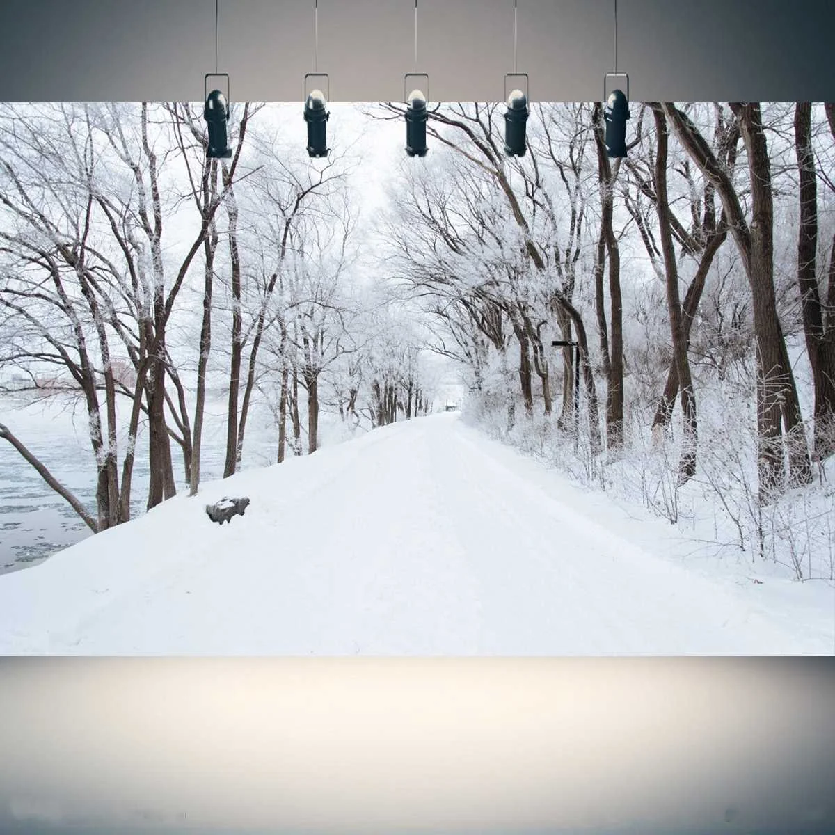 

Christmas Backdrops Winter Snow Forest Road Photo Background Christmas Decorations for home Studio Backdrops Props 210x150cm