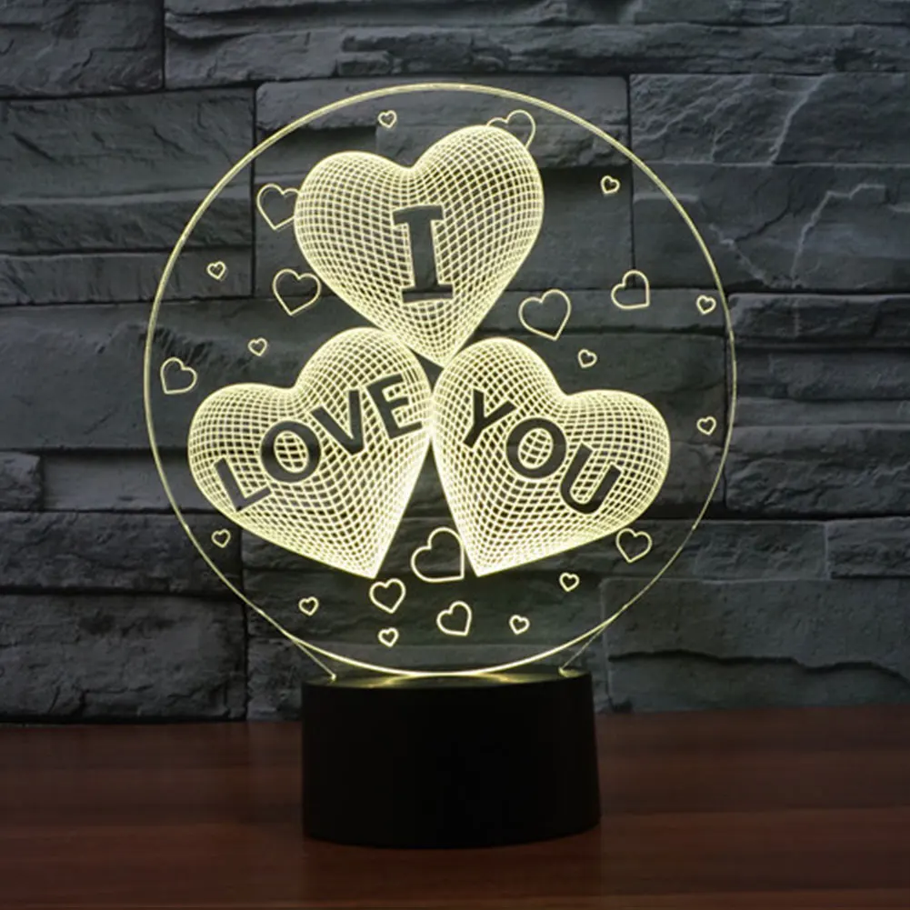 

Wedding Romantic Led Night Light Low Beam Gift Color Changing Table Decorations Optical 3D Illusion Lamps for Valentine's Day