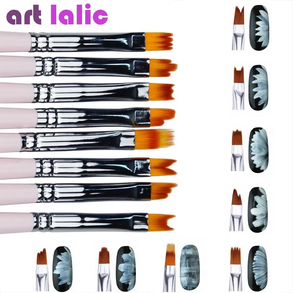 

Brush 8pcs/lot Color Nail DIY Painting 3D Set Gradient Shaped Polish Gel French Acrylic Tips Drawing Moon Liner UV Pen Smile Art