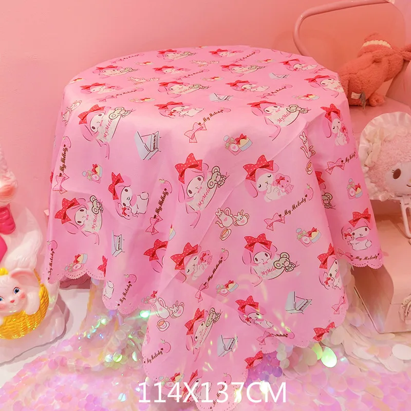 

114X137CM Cartoon My Melody Canvas Waterproof Christmas Tablecloth Kitchen Dining Table Cover For Girls Home Decoration Tapete