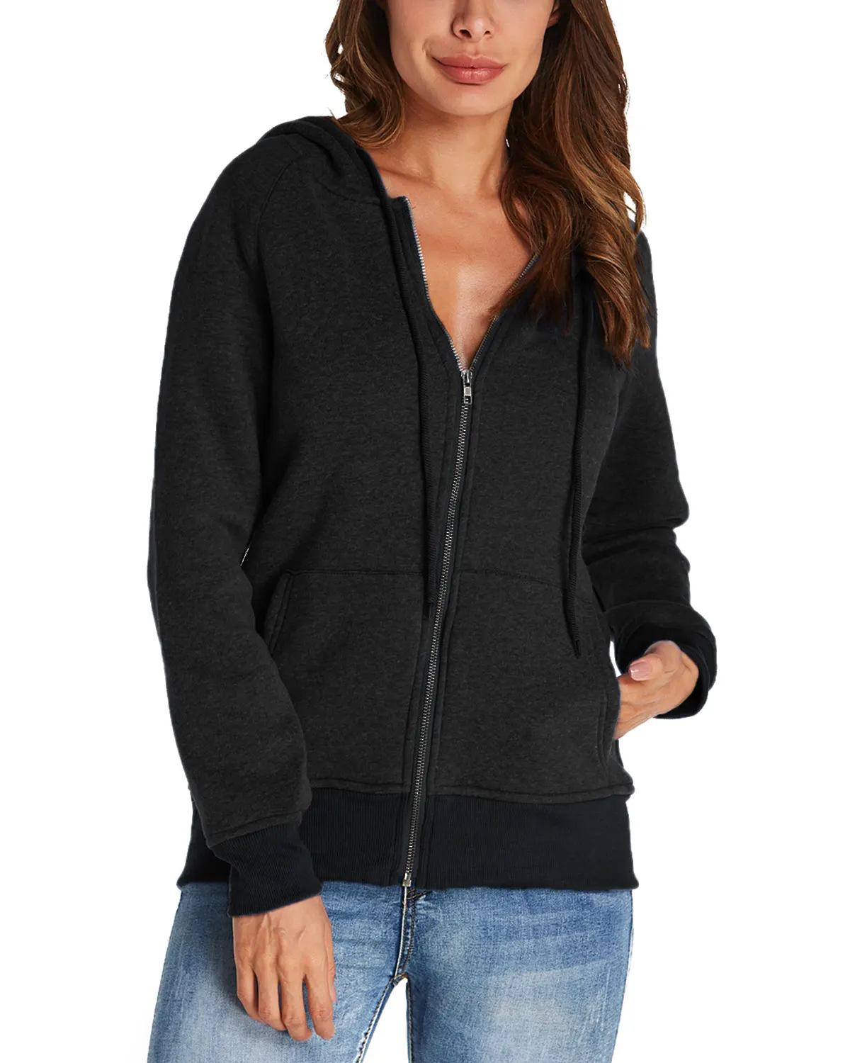  Autumn Women Casual Hoodies Sweatshirt Loose Long Sleeve Solid Color Hooded Sweatshirt Big Size Zip