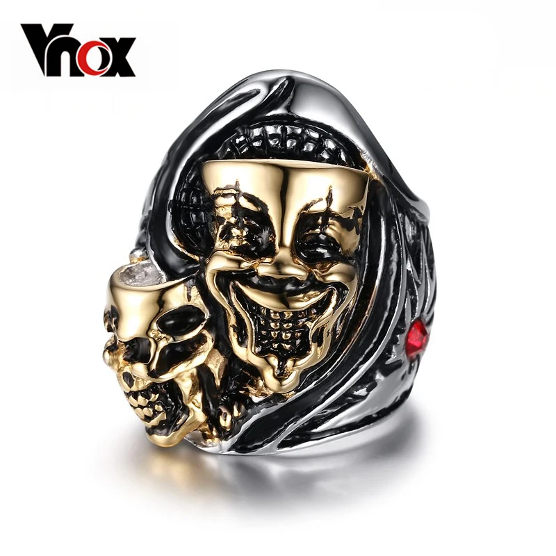 

Vnox Ghost Ring Men Stainless Steel Gothic Jewelry Punk Rock Boy Party Gift Dropshipping