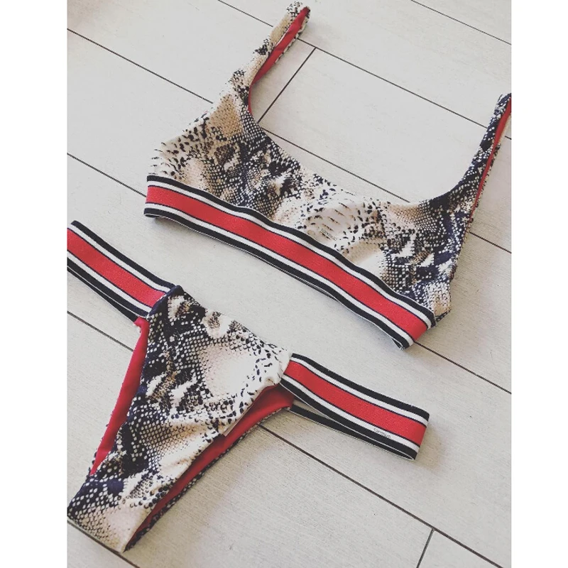 

Sexy Women Leopard Snake Print Bikini 2019 Swimwear Bikini Set Thong Underwear Micro Bikini Swimwear Bather Bathing Suit Biquni
