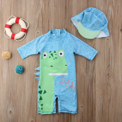 

Kid Girl Beatch Soft Swimwear Rash Guard Holiday Dinosaur Print Swimsuit Girl 1-6Y Zipper Swimming Bathing