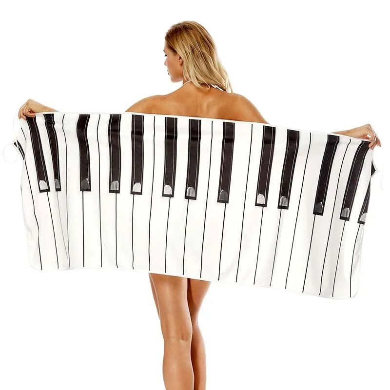 

Black And White Piano Keys Digital Printing Sexy Sling Beach Soft Absorbent Big Funny Creative Printing Towel Bathroom