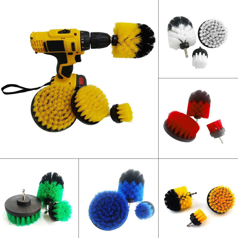 Buy 3Pcs Power Scrubber Brush Set Drill For Auto Car