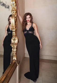 

Luxury Women Sexy V Neck Black Mesh Long Maxi Dress Designer Bandage 2018 Elegant Party Dress