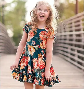 

Ruffled Short sleeve Floral Dress For Toddler Girls Summer