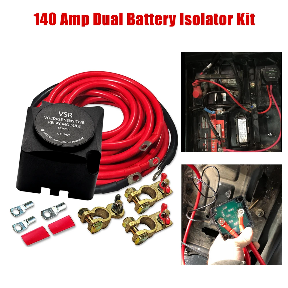 Dual Battery Isolator Kit 12V 140 Amp Dual Battery Smart Auxiliary