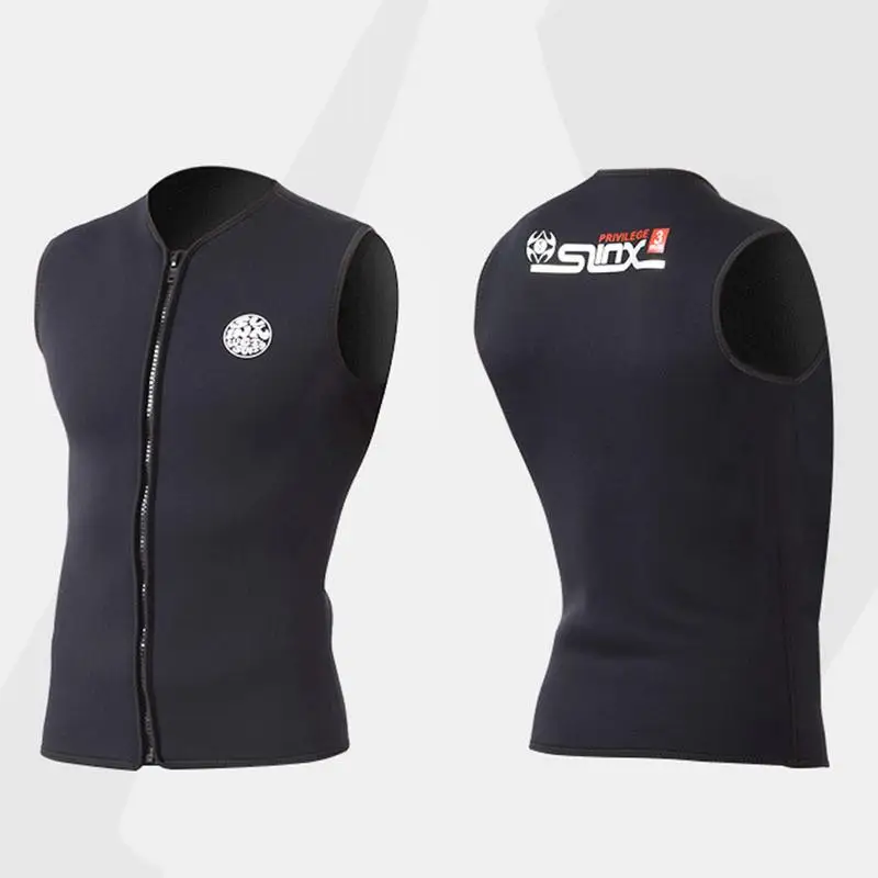 Black Unisex Outdoor Wetsuits 3MM Neoprene Sleeveless Wetsuit Vest for