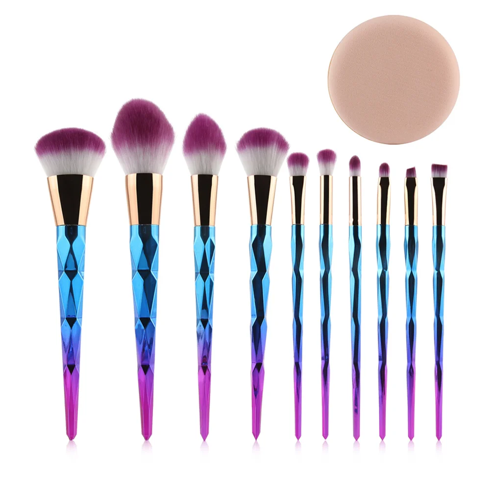 

MAANGE 10 pcs diamond rose gold makeup brushs sets Foundation eye shadow concealer brush beauty tools