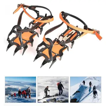

12 Studs Winter Ice Climbing Shoe Grippers Anti-Skid Crampons Manganese Steel Snow Cleats Overshoes Climbing Accessories