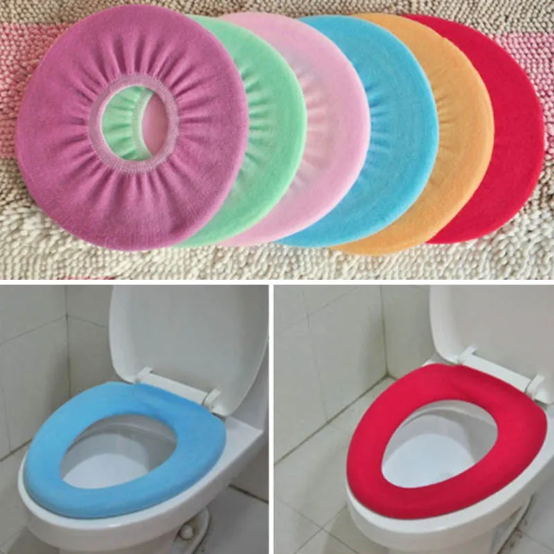 

1Pcs Soft Cushion O-type Warm Washable Closestool Protector Toilet Seat Cover Bathroom Decor Random Colors