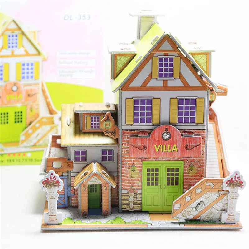 

Assembly Puzzle Jigsaw 3D DIY Model Castle House Aircraft Cartoon Doll Paper Froth For Kids Creative Gift Model Building Kits