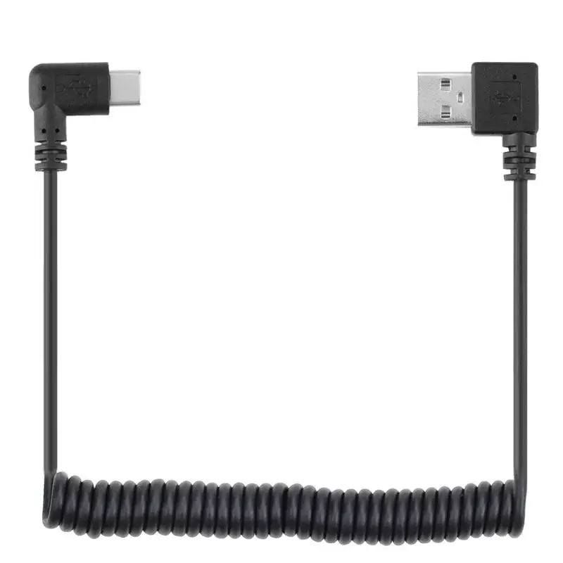 

1.2m 90 Degree Fast Charger Type-C Cable Converter Connector USB2.0 to 90 Degree Type-C USB C 2.4A Charing Data Spring Cable