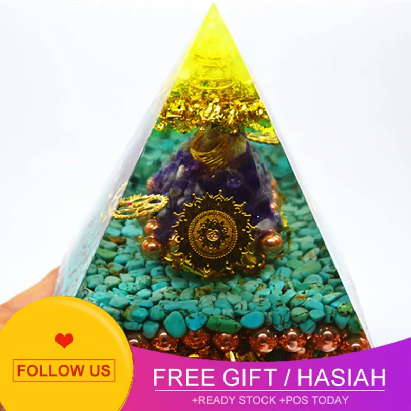 

Orgone Pyramid Aura Crystal Lapis Reiki Orgonite Home Office Decor Decoration Gift Resin Decorative Craft Figurines For Healing