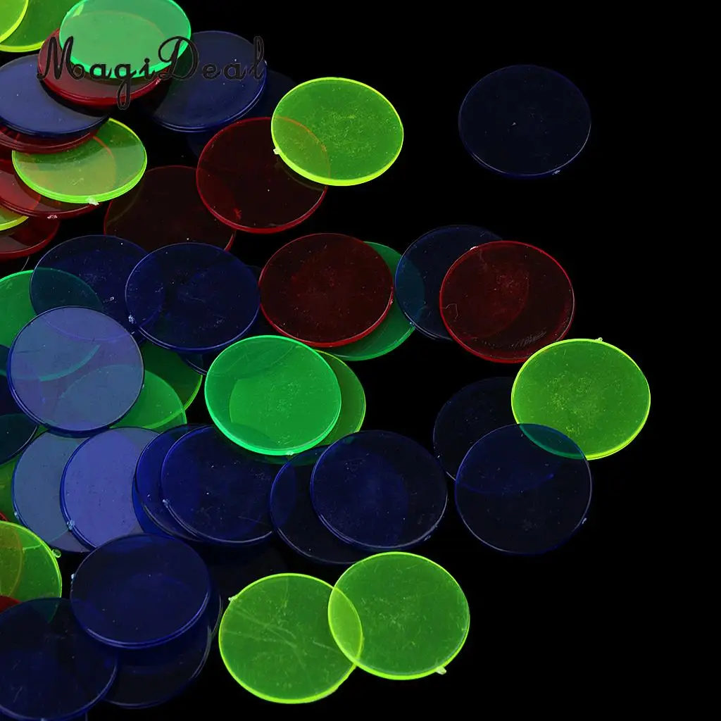 MagiDeal 200pc Translucent Bingo Chips 3/4 Inch Poker Chips for Bingo Poker Board Game Cards Casino Accessory Mixed Color