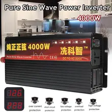Инвертор 12V 220V 2000/3000/4000W Напряжение трансформатор с немодулированным синусоидальным сигналом Мощность инвертор DC12V к переменному току 220V преобразователь+ 2 светодиодный Дисплей