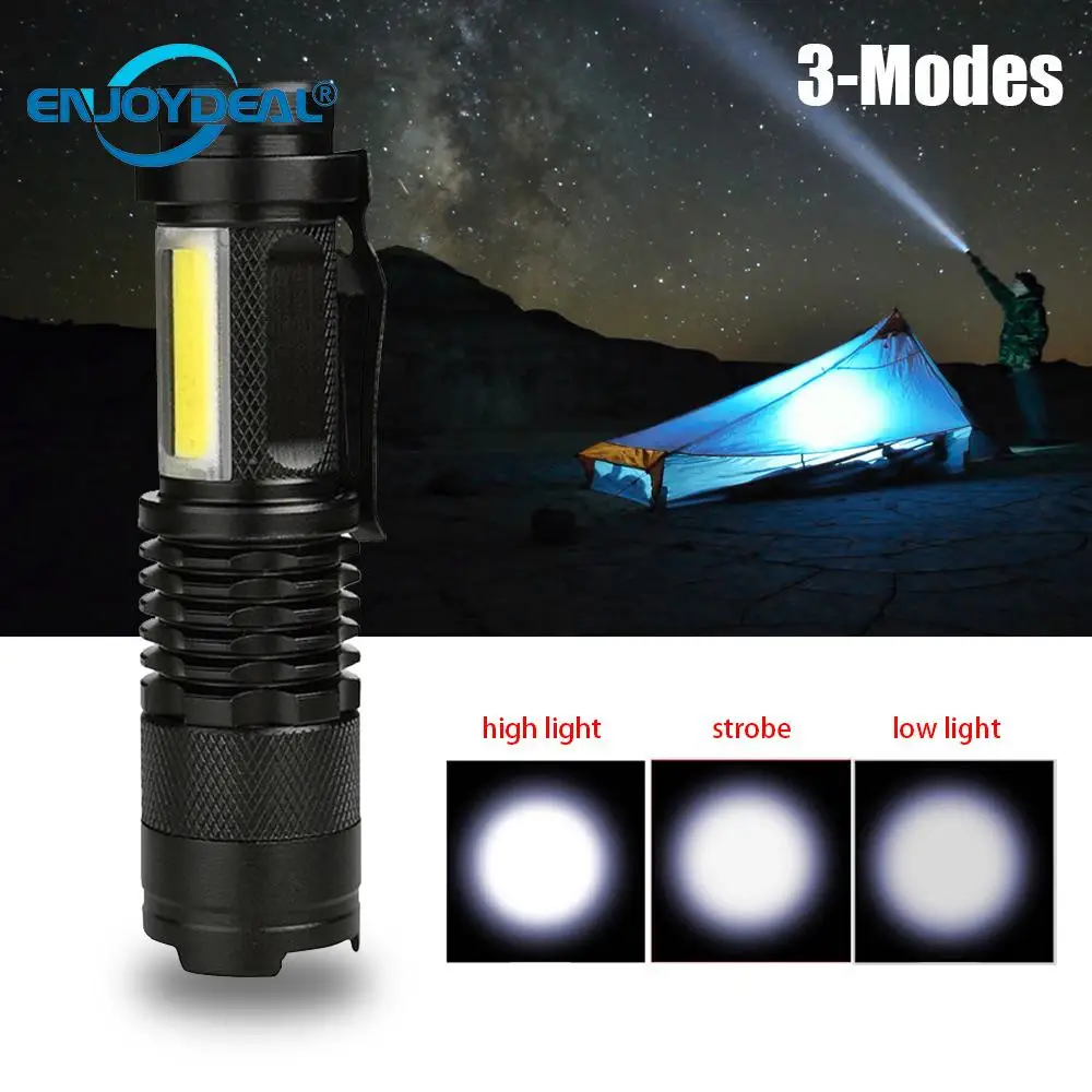 

Q5 COB LED Flashlight 3800Lumens Ultra Bright Zoomable Mini Flashlight Torch Focus Light for Camping Cycling Lighting