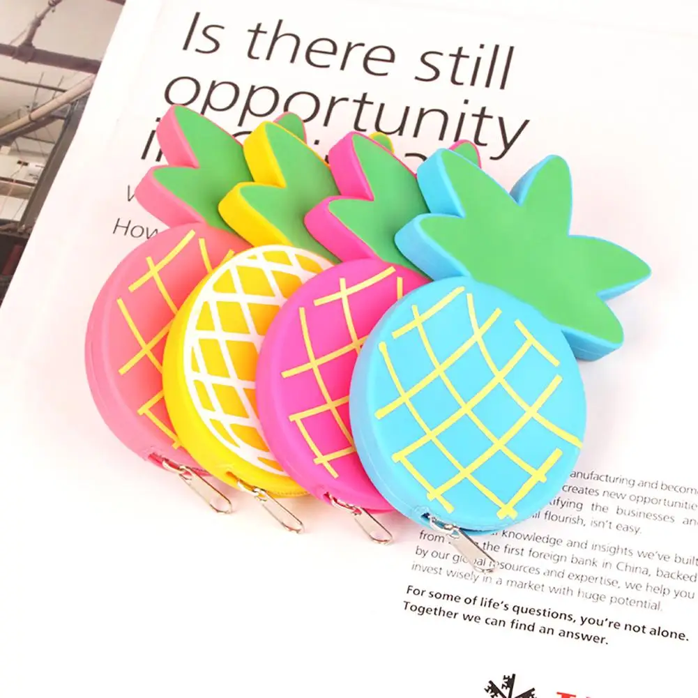 Cute Silicone Pineapple Zipper Women Storage Bag Mini Coin Purse Gift