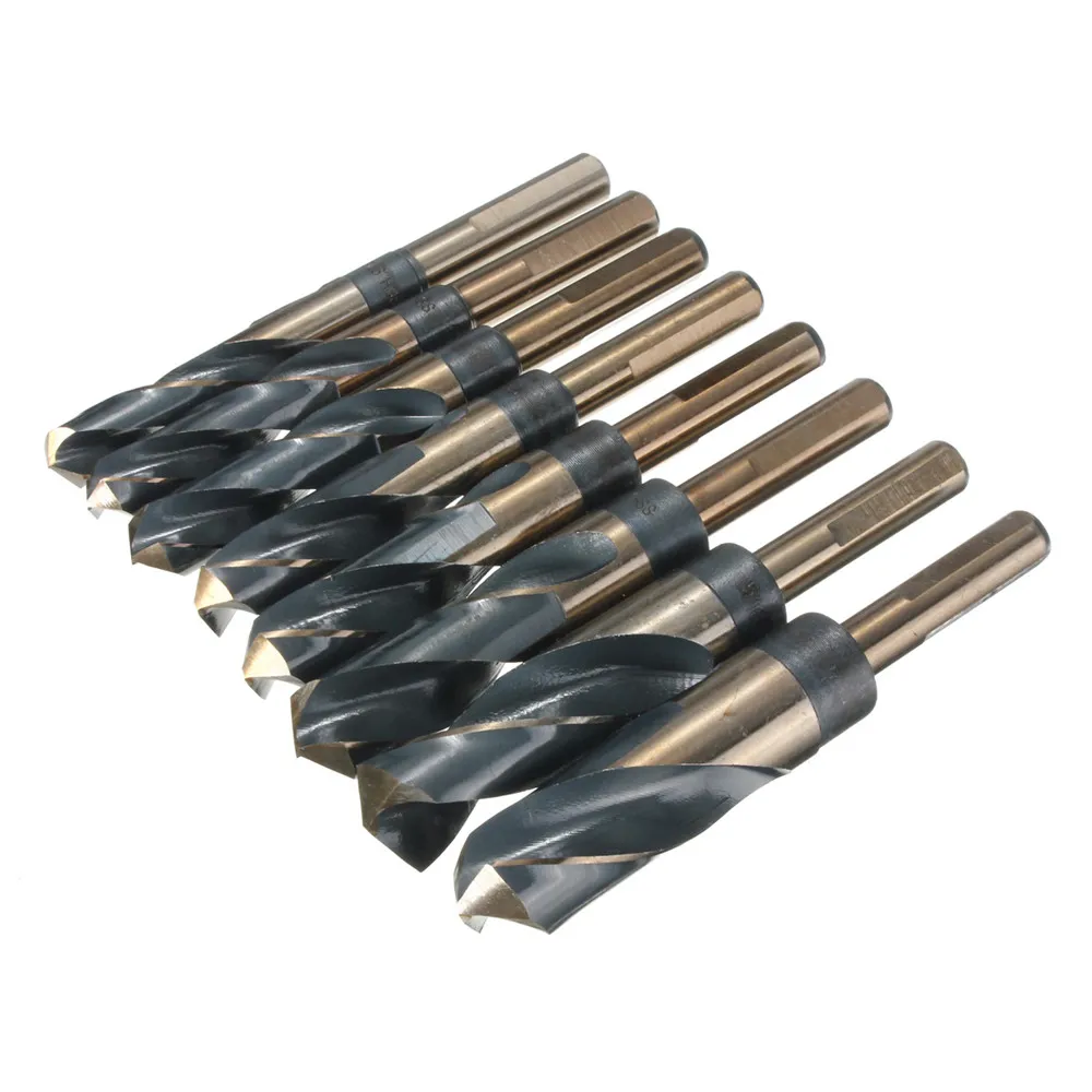 

8pcs 1/2 Inch Shank HSS 4241 Twists Drill Bit Set 9/16 to 1 Inch Twist Drill for Wood Metal