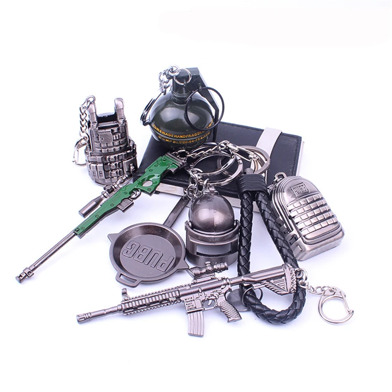 

Fashion Gun weapon model pendant keychain 3pcs key ring pendant Car key chain Simulated network shooting game props GW007