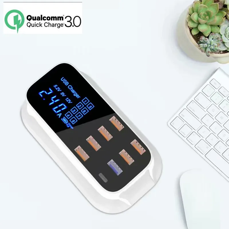 

Quick Charge 3.0 Smart USB Type C Charger Station Led Display Fast Charging Phone Tablet USB Charger For iPhone Samsung Adapter