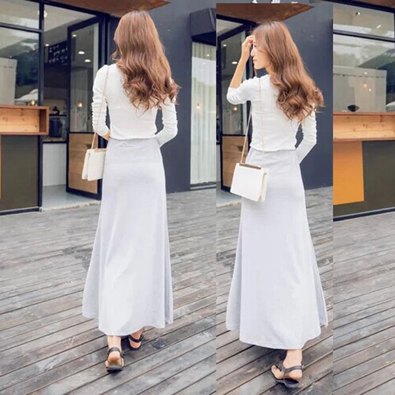 Высокая Талия Pleat элегантная летняя юбка для женщин однотонные юбки длинные юбки для повседневное дамы Faldas Saia один размер