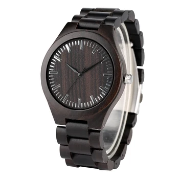 

Handmade Wooden Watches for Men Durable Analog Quartz Natural Wood Wrist Watch for Male Casual Ebony Full Wooden Bangle Watches