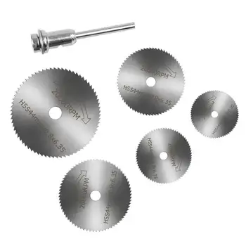 

6pcs HSS Circular Rotary Blade Wheel Discs Saw Blades Mandrel Tools for Woodworking Cutting Grinding Accessories Power Tool Sets