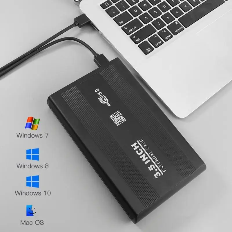 3.5 Inch USB 3.0 SATA External HDD Disk Hard Drive Enclosure Case Cover External Storage Box Support Hard Drive up to 4TB