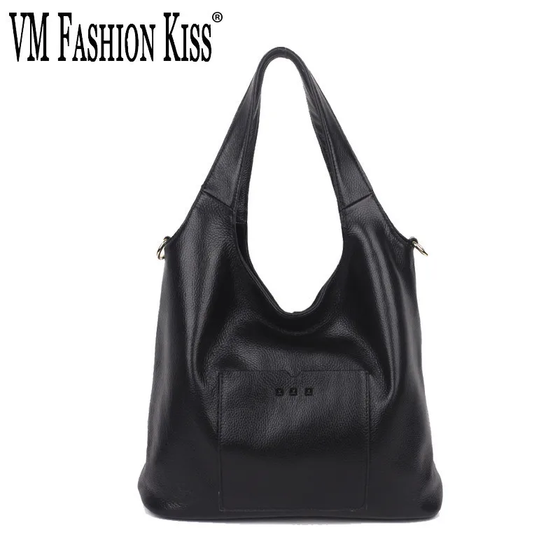 

VM FASHIONKISS High Capacity Women Cowhide Rivet Decoration Shoulder Bag Solid Hobos Crossbody Bags Bolsa Feminina Handbags
