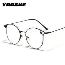 YOOSKE оправа для очков в стиле кошачьи глаза женские модные круглые компьютерные очки мужские близорукость поддельные оправы для очков женские прозрачные очки