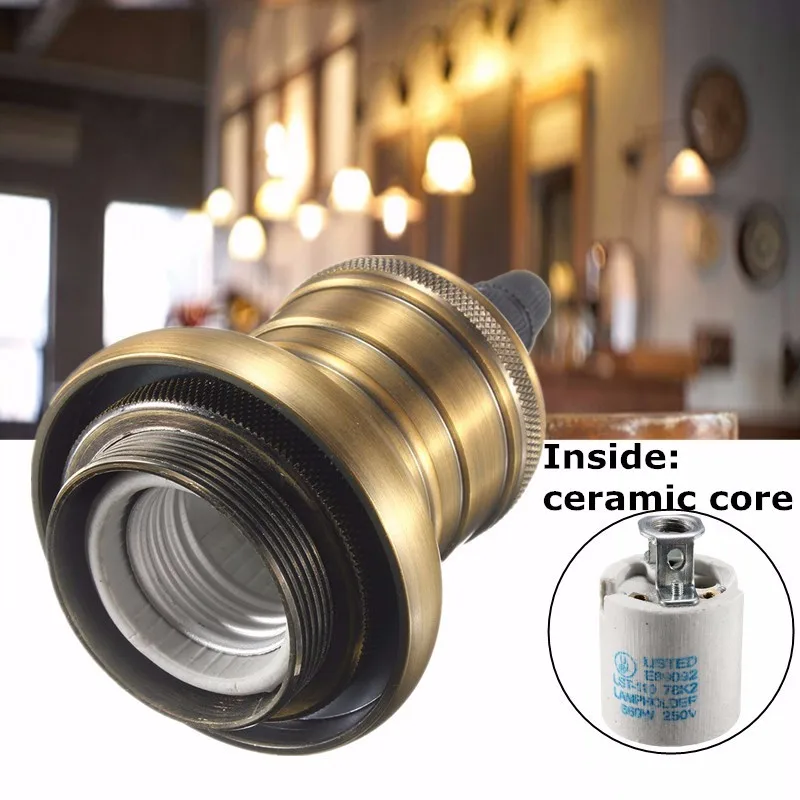 

New E27/E26 Light Holder Antique Retro Vintage Edison Copper Lamp Base Pendant Ceiling Light Socket Copper Lamp Holder