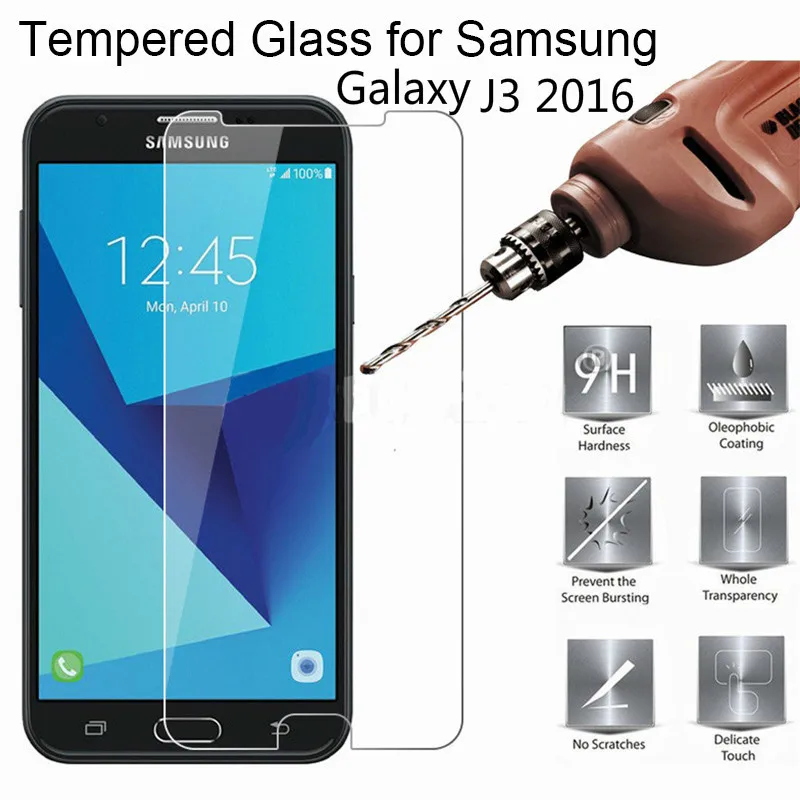 Защитная пленка для Samsung Galaxy J3 2016 закаленное стекло 2.5D SM J320 F H A защита от царапин