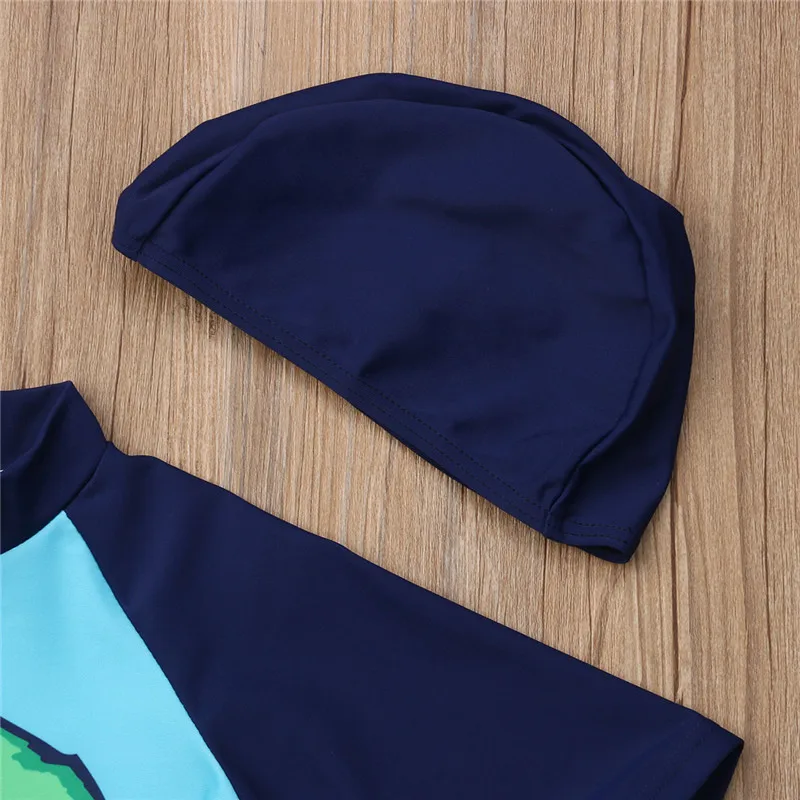 Лидер продаж; брендовый солнцезащитный купальник для маленьких мальчиков; костюм с защитой от сыпи; купальный костюм; Мягкий купальник на молнии с рисунком динозавра